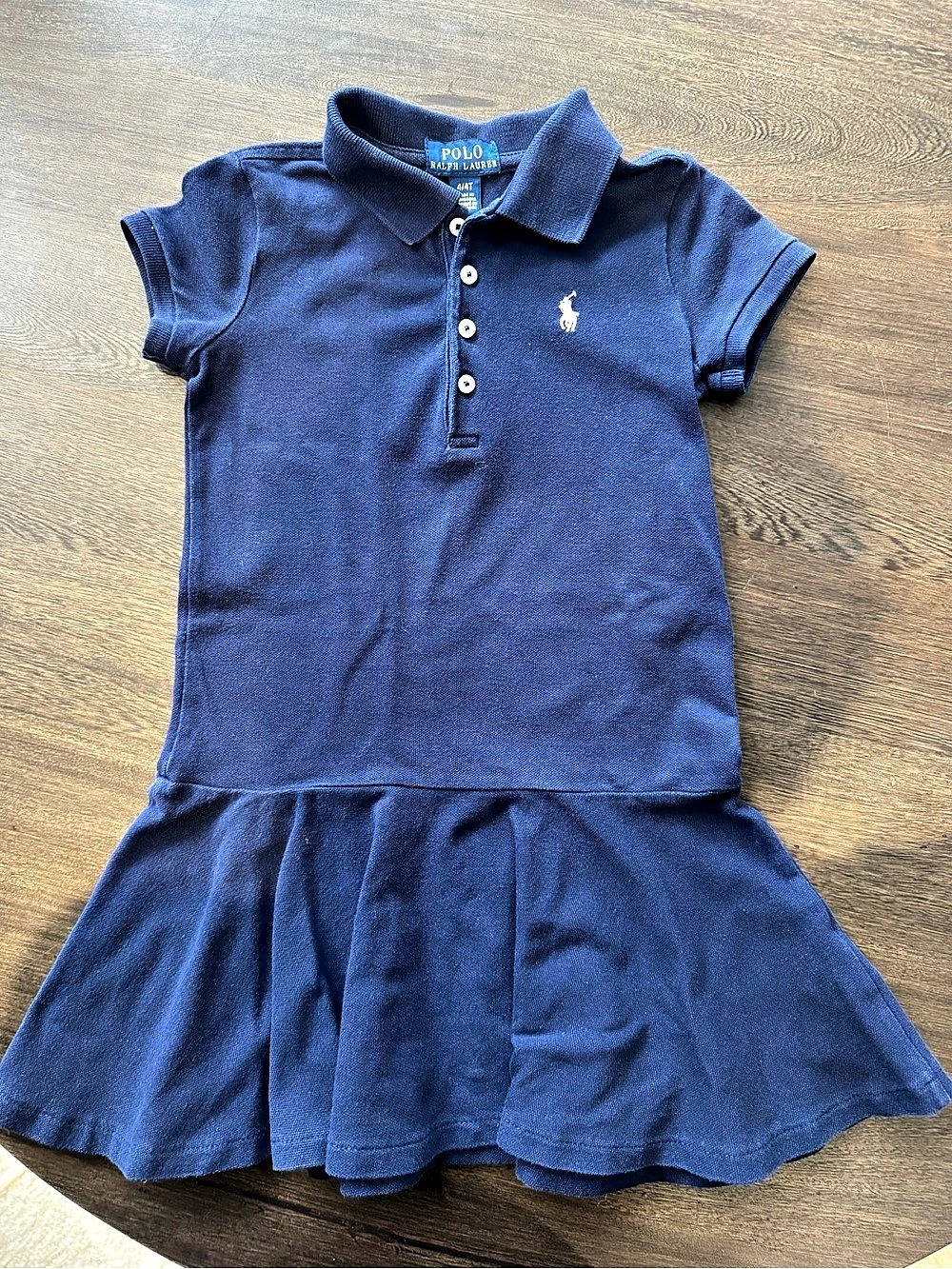 Polo Ralph Lauren Girls Cotton Mesh Polo Dress Girls Size 4T Navy Blue